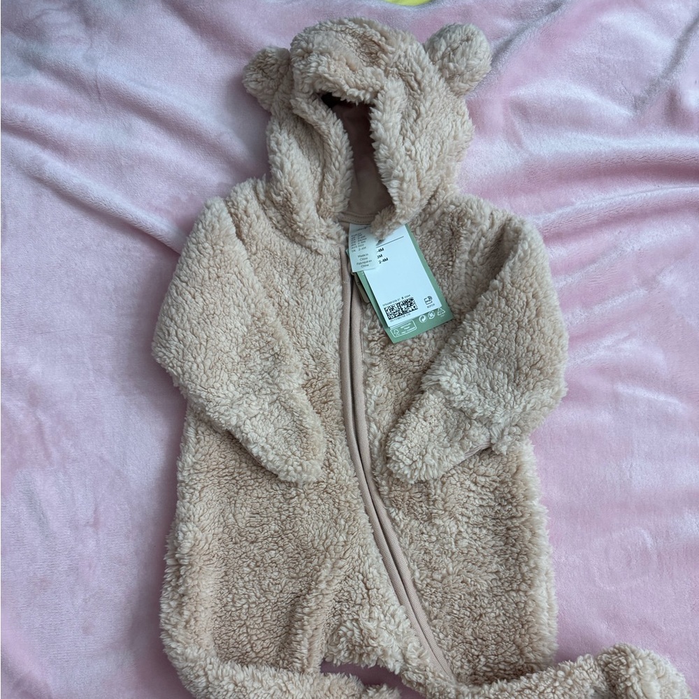 H&M Cream Sherpa One Piece Footies